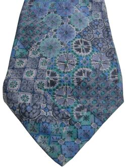 CHRISTIAN DIOR Mens Tie Blue Green & Grey Flowery Design