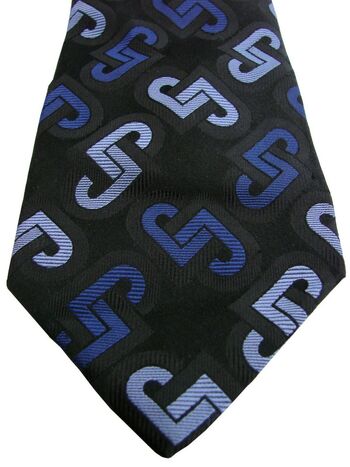 JAEGER Mens Tie Black - Blue Interlocking J