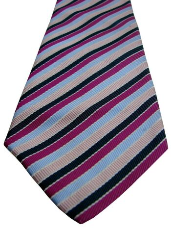 TED BAKER ENDURANCE Mens Tie Pink Fuchsia Blue & Black Stripes