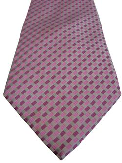 JOHN LEWIS Mens Tie White - Pink & Burgundy Rectangles