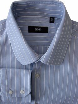 HUGO BOSS Shirt Mens 15 S Blue - White Stripes