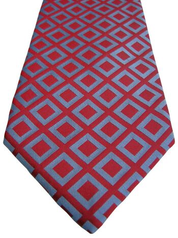 PROFUOMO Mens Tie Red - Light Blue Squares