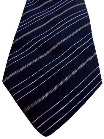 ETRO Mens Tie Black - White & Brown Stripes