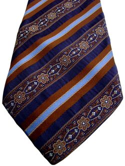 CARNAVAL DE VENISE PLATINUM Mens Tie Purple - Blue & Brown - Elaborate Flowers