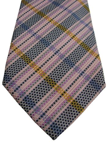 AUSTIN REED Mens Tie Pink - Multi-Coloured Check TEXTURED