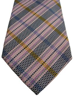 AUSTIN REED Mens Tie Pink - Multi-Coloured Check TEXTURED