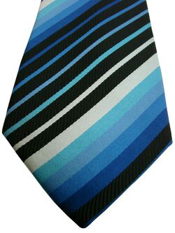 JOHN FRANCOMB TM LEWIN Mens Tie Black & Blue Stripes SKINNY