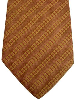 ETRO Mens Tie Orange Rectangular Stripes NEW BNWT