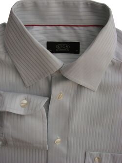 ETON Shirt Mens 15 S Light Blue Stripes