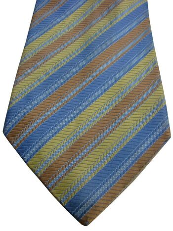 DUCHAMP LONDON Mens Tie Blue Brown & Green Stripes