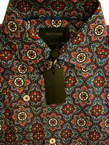 DUCHAMP LONDON Shirt Mens 14.5 S Multi Geometric Pattern TAILORED FIT NEW BNWT