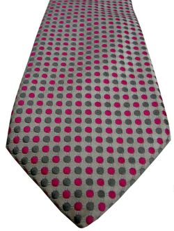 CHARLES TYRWHITT Mens Tie Grey & Fuchsia Polka Dots