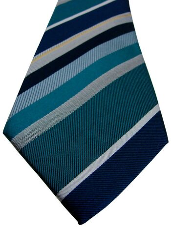 CHARLES TYRWHITT Mens Tie Green Blue White & Black Stripes