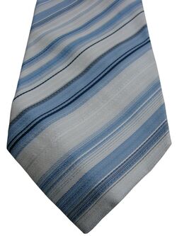 CARNAVAL DE VENISE Mens Tie White - Black & Blue Stripes - TEXTURED