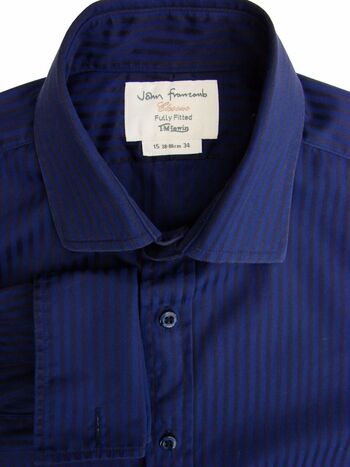 JOHN FRANCOMB CLASSICS Shirt Mens 15 S Purple - Brown Stripes FULLY FITTED