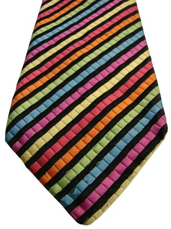 DUCHAMP LONDON Mens Tie Bright Multi-Coloured Stripes