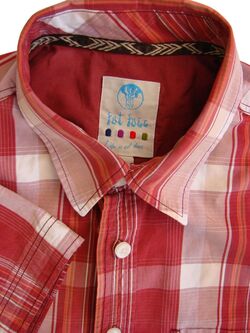 FAT FACE Shirt Mens 16.5 L Burgundy - Multi-Coloured Check SHORT SLEEVE