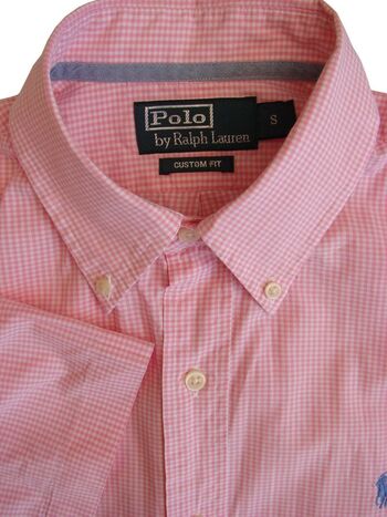 RALPH LAUREN Shirt Mens 14.5 S Pink Check CUSTOM FIT LIGHTWEIGHT SHORT SLEEVE