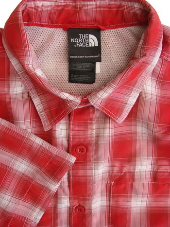 THE NORTH FACE Shirt Mens 16 S Red & White Check SHORT SLEEVE