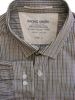 RACING GREEN Shirt Mens 16.5 L Multi-Coloured Check SHORT ARMS