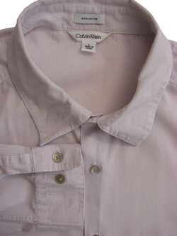 CALVIN KLEIN Shirt Mens 17 L Purple & White Mini Check LIGHTWEIGHT
