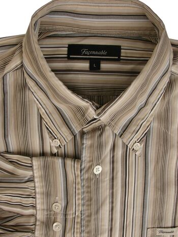 FACONNABLE Shirt Mens 16 L Multi-Coloured Stripes