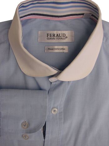 FERAUD Shirt Mens 14.5 S Blue - White Collar