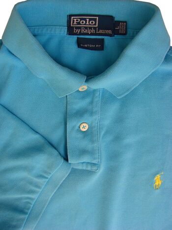 RALPH LAUREN POLO T-Shirt Mens L Blue CUSTOM FIT SHORT SLEEVE