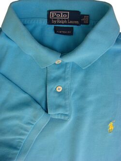 RALPH LAUREN POLO T-Shirt Mens L Blue CUSTOM FIT SHORT SLEEVE