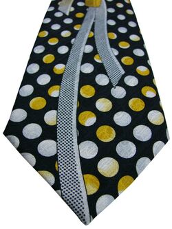 VITALIANO PANCALDI Mens Tie Black - Yellow & White Polka Dots & Ribbons