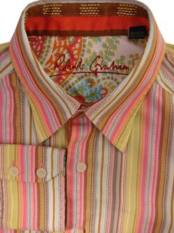 ROBERT GRAHAM Shirt Mens 15.5 M Multi-Coloured Stripes