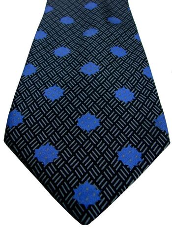 YVES SAINT LAURENT YSL Mens Tie Black & Grey - Blue Flowers