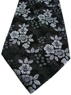 KNIGHTSBRIDGE Mens Tie Black - White Flowers NEW BNWT