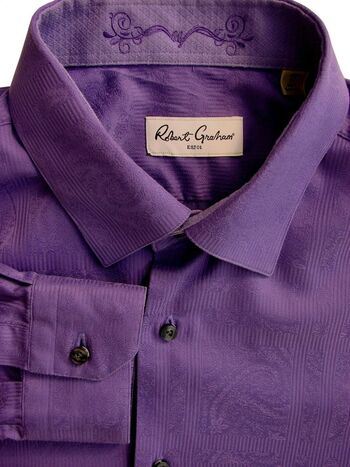 ROBERT GRAHAM Shirt Mens 17 L Purple - Paisley