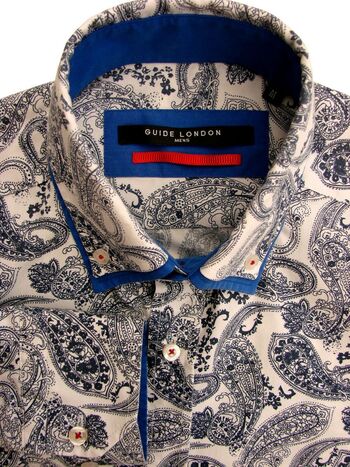 GUIDE LONDON Shirt Mens 15 S White - Paisley