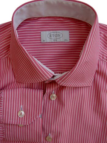 ETON Shirt Mens 14.5 S Pink & White Stripes