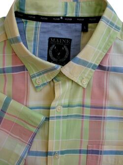 MAINE NEW ENGLAND FIVE G Shirt Mens 17 L Multi-Coloured Check SHORT SLEEVE