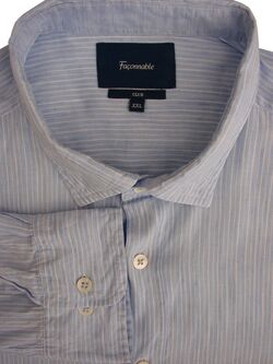 FACONNABLE CLUB Shirt Mens 18 XXL Blue & White Stripes LIGHTWEIGHT
