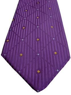 HOLLAND & SHERRY Mens Tie Purple Check & Squares