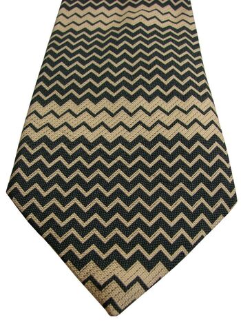 DUCHAMP LONDON Mens Tie Black & Cream Zig Zags