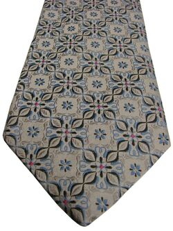 ROBERT TALBOTT BEST OF CLASS Mens Tie Silver - Blue Flowers