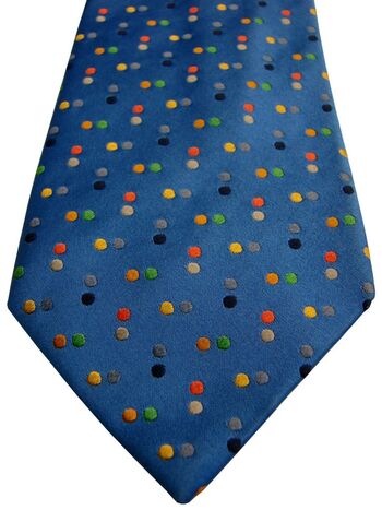 DUCHAMP LONDON Mens Tie Blue - Multi-Coloured Polka Dots