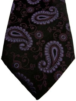 CANALI Mens Tie Black - Lilac Flowers & Tear Drops