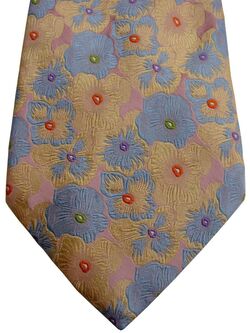 DUCHAMP LONDON Mens Tie Yellow & Blue Flowers