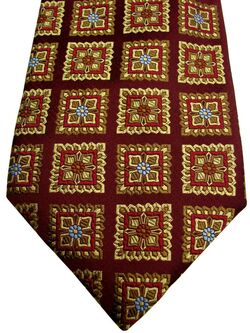 CANALI Mens Tie Brown - Gold Elaborate Squares