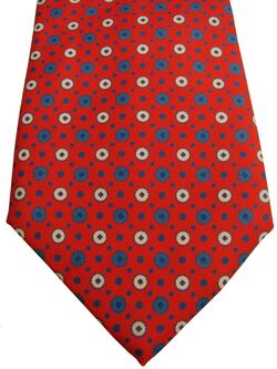 TURNBULL & ASSER Mens Tie Red - Blue & White Polka Dots