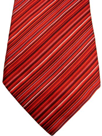 BRIONI Mens Tie Red Black & White Stripes