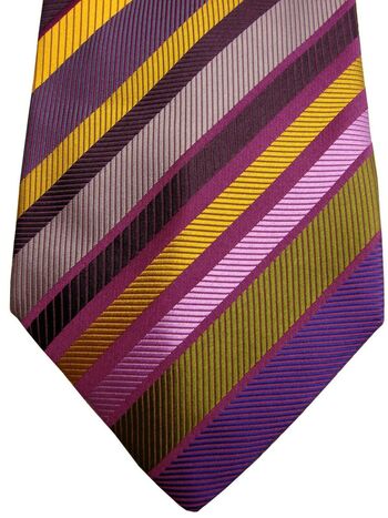 DUCHAMP LONDON Mens Tie Purple - Multi-Coloured Stripes NEW