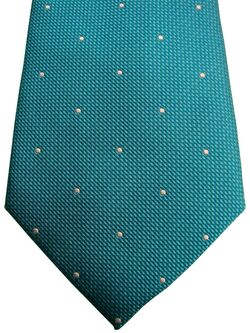 TM LEWIN Mens Tie Turquoise - White Polka Dots