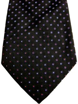 DUCHAMP LONDON Mens Tie Black - Multi-Coloured Polka Dots Textured NEW